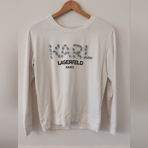 RARE Karl Lagerfeld Paris Floral/Pearl Embellished Sweatshirt